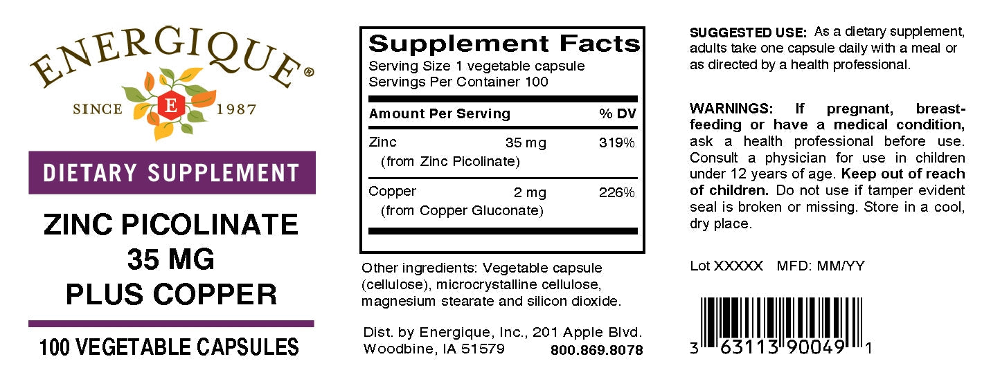 Zinc Picolinate 35 MG Plus Copper (EQ)